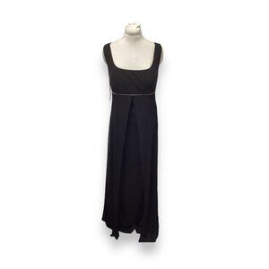 VTG Dave & Johnny Laura Ryner Black Sleeveless Evening Gown Rhinestone Trim 18